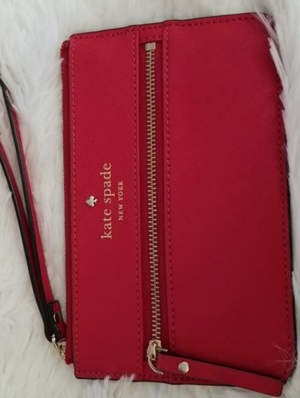 kate spade Red Leather Wristlet Clutch with Gold Hardware